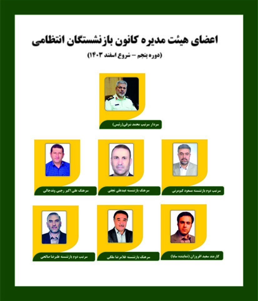 اعضای هیئت مدیره کانون بازنشستگان انتظامی (دوره پنجم مجمع)